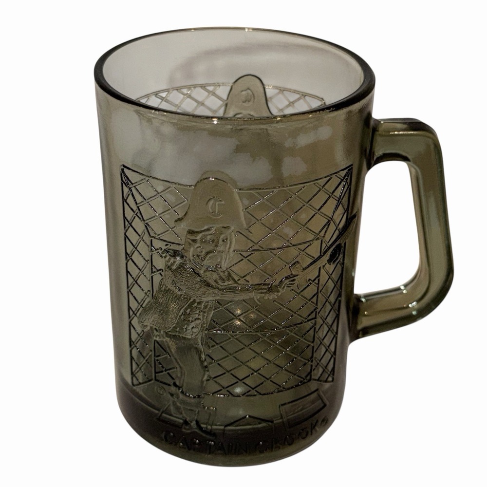 Vintage McDonald's Captain Crook Smoke Gray Glass Cup Mug 1970 Nostalgia